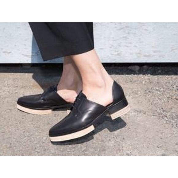 Freda Salvador Will D'Orsay Platform Black Leather Loafers - Picture 12 of 12